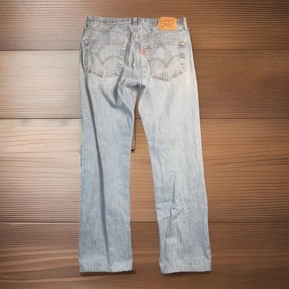 Levi Strauss 501 Button Fly Jeans Mens 90s VTG USA Straight Leg W34 L30 Hemmed - Picture 2 of 8